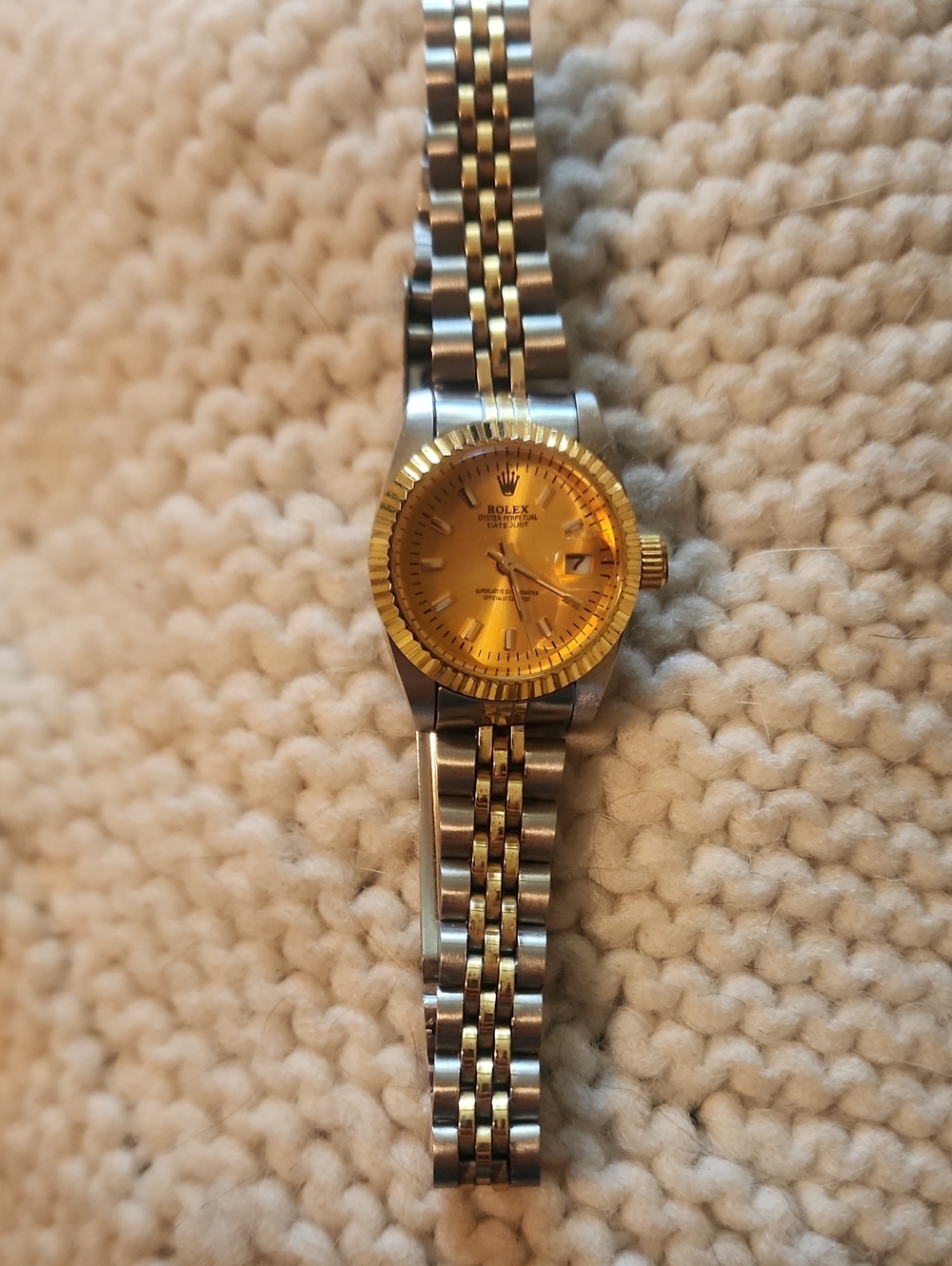 Rolex Ladies Two-Tone Gold Dial Watch - Elegant Stainless & Gold Bracelet